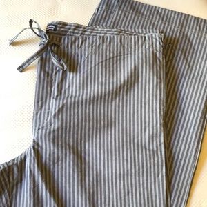 Pajama pants mens new size L cotton drawstring striped snap fly Murano